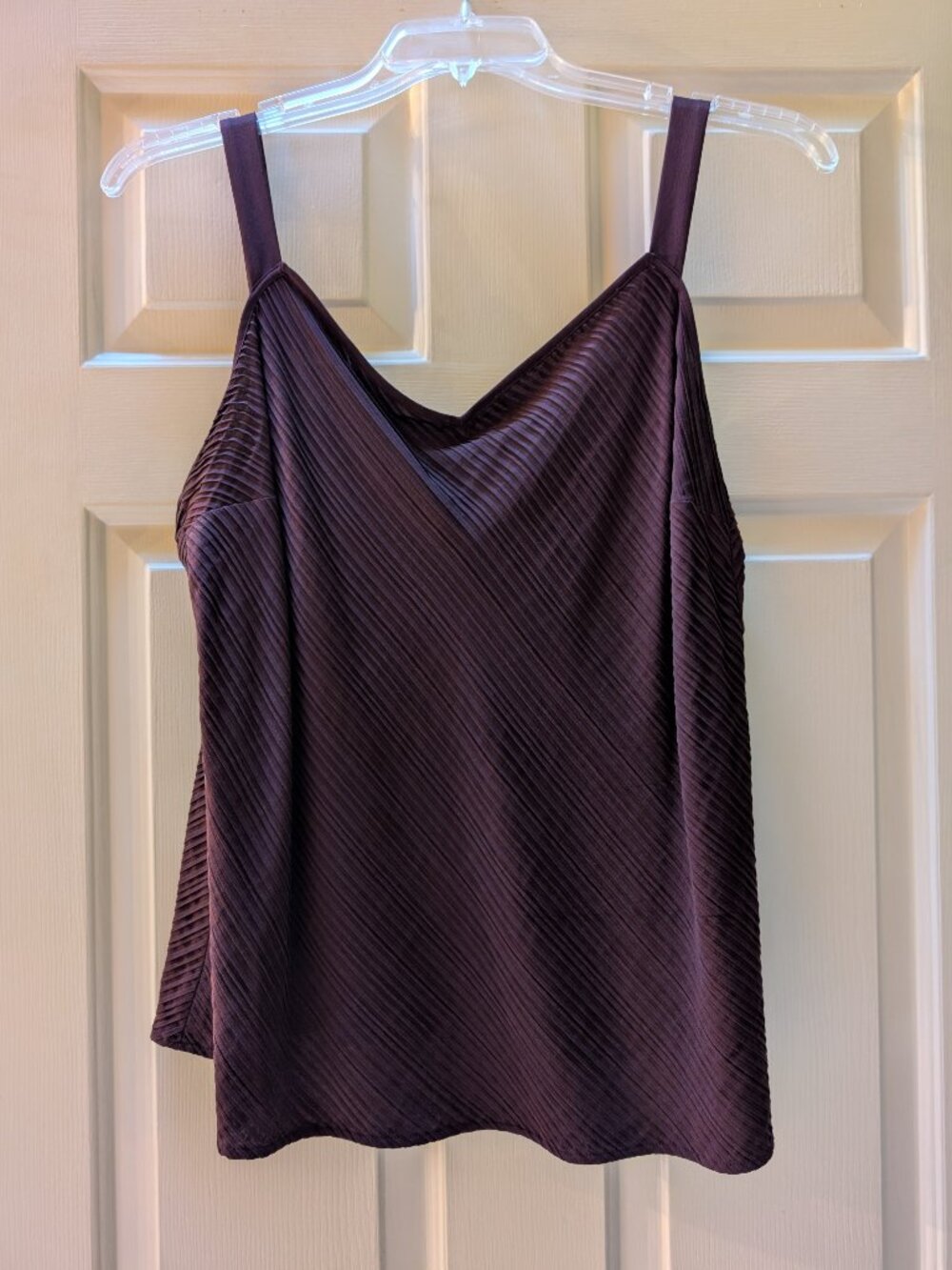 Eileen Fisher Aubergine Pleated V-Neck Camisole Silk Size 1X